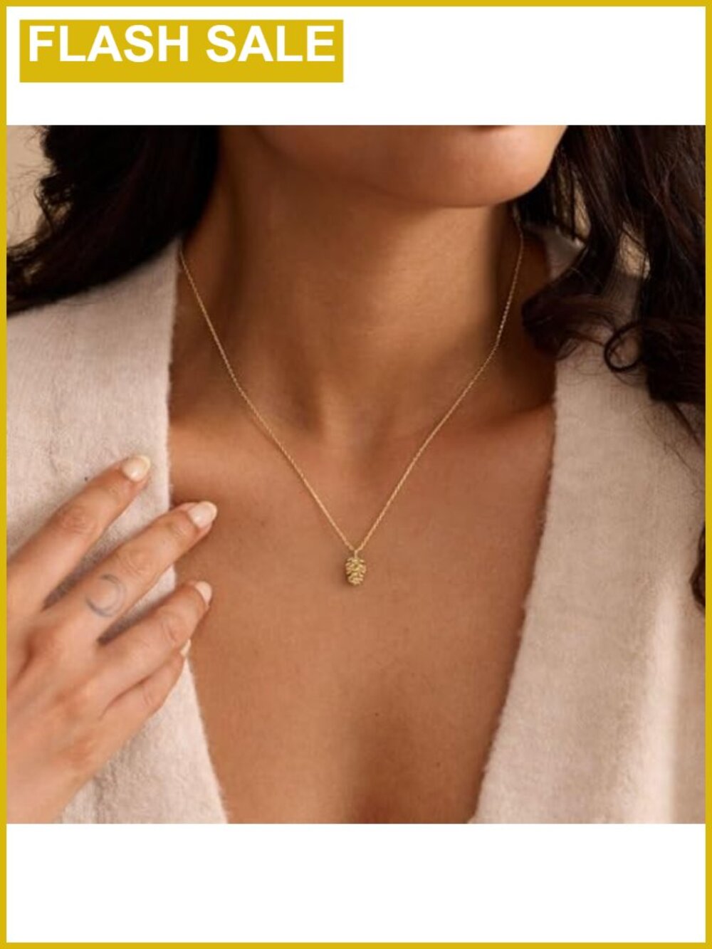 14K Gold Plated Pinecone Pendant Necklace Dainty Nature Jewelry Gift - Picture 2 of 6